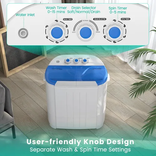 Vista 4 de Auertech Lavadora Portátil de 14 Libras, Lavadora Portátil para Apartamento con Lavadora de 9 Libras, Centrifugadora de 5 Libras, Mini Lavadora