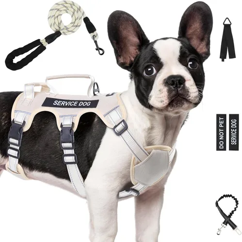 Vista 22 de Arnés para perro a prueba de escape para perros grandes y medianos de seis puntos ajustable, juego de arnés y correa de chaleco para perro