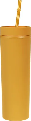 Vista 14 de uxcell Vaso delgado con tapas y pajitas, vaso delgado de 16 onzas color negro mate a granel, vaso acrílico pastel reutilizable, vaso de plástico