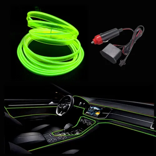 Vista 8 de MaxLax Tira de Iluminación LED de Neón Azul para Interior de Auto - 9.84 Pies de Cable EL de 12V Flexible con Protección de Fusible Integrada