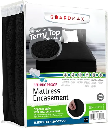 Vista 28 de Guardmax Funda de colchón individual con cremallera, protector de colchón 100% impermeable, suave y absorbente de algodón de rizo superior