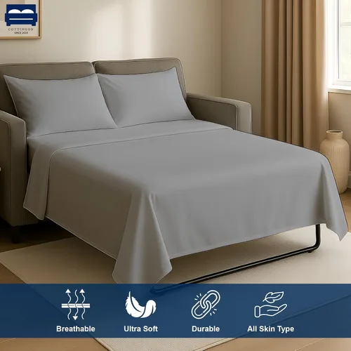 Vista 3 de Cottingon - Juego de 4 sábanas para sofá cama tamaño queen, 100% sábanas de microfibra cepillada para sofá, se ajusta fácilmente hasta un colchón