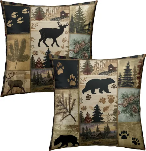 Vista 11 de Giwawa Juego de 2 fundas de almohada de calabaza otoñal de 16 x 16 pulgadas, fundas de cojín de algodón de madera de girasol para sofá, patio Madera