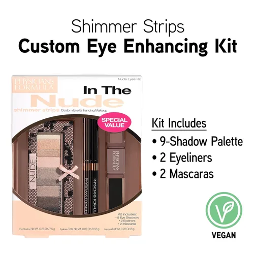 Vista 2 de Physicians Formula, Kit Shimmer Strips para resaltar la mirada, color piel, Sombra de ojos de 0.26 oz, delineador de ojos 0.02 oz y máscara