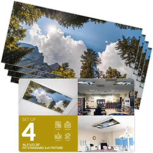 Vista 18 de OCTO LIGHTS Cubiertas decorativas de luz fluorescente para luces de techo de aula, 2 x 4 (22.38 x 46.5 pulgadas), mejora el enfoque, elimina dolores