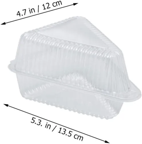Vista 6 de CALLARON Cajas para tartas, 50 unidades, caja de plástico para rebanadas de pastel, caja de pastel de postre triangular, caja transparente de postre
