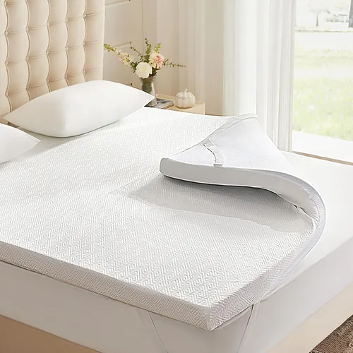 Vista 8 de Eiayeebil Cubrecolchón de espuma viscoelástica de 2 pulgadas, tamaño individual, protector de colchón de espuma con infusión de gel, azul suave
