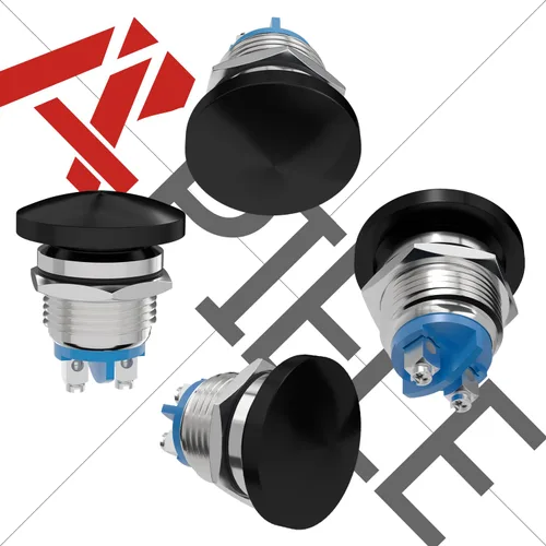 Vista 3 de APIELE Interruptor de botón momentáneo de 16 mm, botón momentáneo con cabeza de hongo, botón de inicio, IP65 resistente al agua, 12 V, 24 V, 36 V