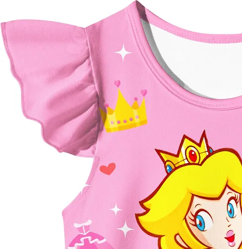 Vista 5 de FLUTTERII Disfraz de princesa para niñas, vestido casual de dibujos animados, disfraz para niños