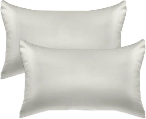 Vista 15 de Elegant Comfort Juego de 4 fundas de almohada de satén de viscosa refrescante con cierre de cremallera oculto, suave como la seda para el cuidado