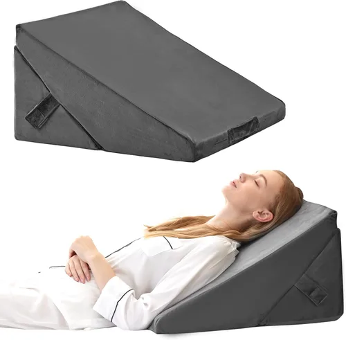 Vista 12 de Bedluxe - Juego de almohadas de cuña para dormir, almohadas de cuña plegables ajustables de 9 y 12 pulgadas, almohadas de cuña ortopédicas de espuma