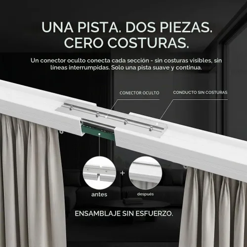 Vista 3 de Quoya QL600 - Cortina eléctrica inteligente motorizada con control remoto, importa a través de WiFi, funciona con Apple Home, Alexa y Google Home
