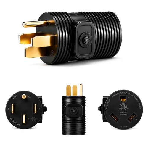 Vista 8 de Adaptador RV de 30 amperios a 50 amperios con disyuntor, TT-30P a 14-50R