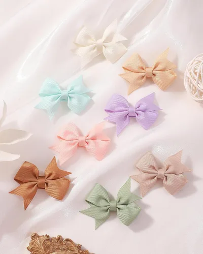 Vista 8 de doboi 60 pinzas para el pelo de bebé de 2 pulgadas, lazos pequeños totalmente forrados de grogrén, cinta sólida, mini lazos para niñas