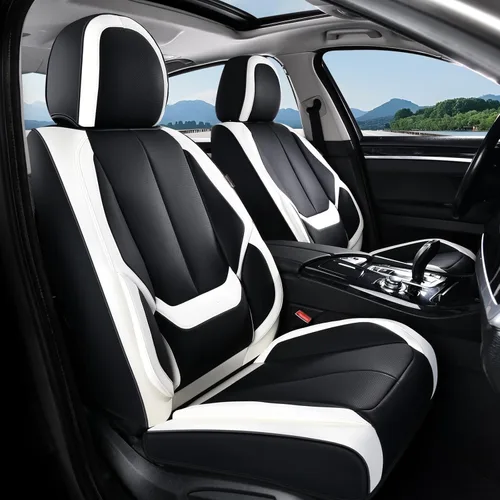 Vista 87 de Coverado Fundas de asiento de automóvil, fundas de asiento delantero, funda de asiento de automóvil beige, protector de asiento de automóvil