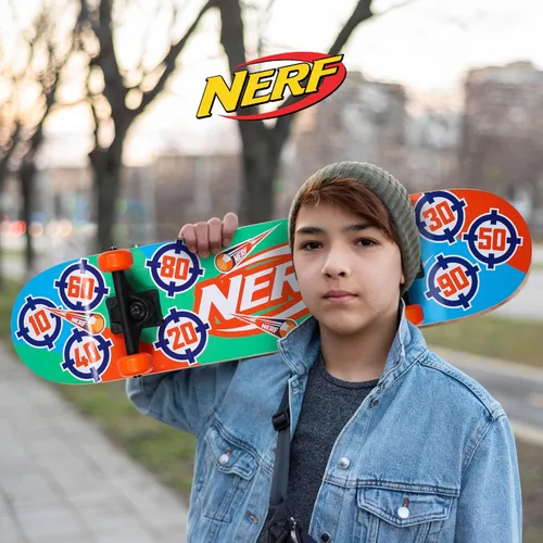 Vista 5 de Nerf 31 inch Skateboard, 9-ply Maple Deck Skateboard for Cruising, Carving, Tricks and Downhill