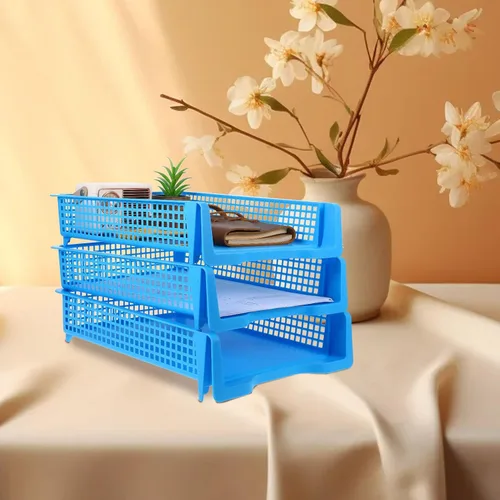 Vista 8 de DOITOOL 3pcs Stackable Plastic Letter Trays for Desk Space-Saving Office Paper Organizer for Classroom and Workspace Document Storage Baskets in