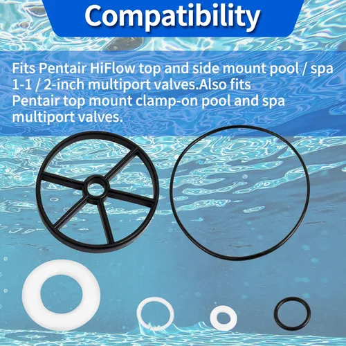 Vista 3 de KTWT Piezas de válvula de filtro de piscina Kit de junta de araña, SPX0714L Junta tórica Vari-Flo XL válvula SP0714T Piezas de bomba de piscina