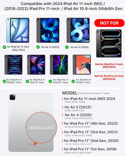 Vista 2 de typecase Funda de teclado para iPad Air 11 y iPad Pro 11 (4ª, 3ª, 2ª, 1ª generación), teclado mágico para iPad Air 5ª/4ª generación, funda