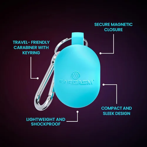 Vista 8 de Eargasm Lux Flex Funda para tapones para los oídos, funda protectora de silicona suave con cierre magnético, llavero y mosquetón para mantener