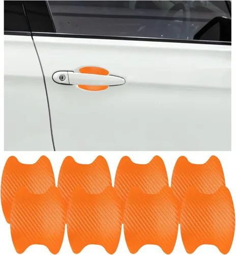 Vista 19 de Ziciner 4 calcomanías para manija de puerta de automóvil, textura de fibra de carbono, películas protectoras para manija de puerta automática