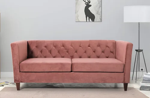 Vista 6 de Muebles modernos clásicos capitoné de tres plazas tapizados de tela de terciopelo para habitación, cómodos sofás de oficina, mini sofás, asiento