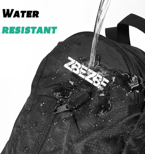 Vista 3 de Mochila plegable, mochila plegable ligera, mochila de senderismo, impermeable, negro