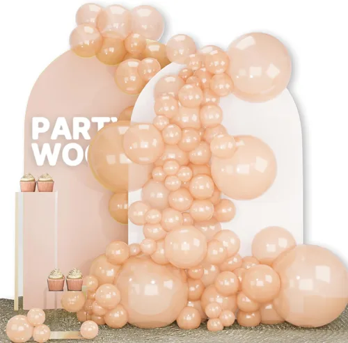 Vista 124 de PartyWoo - Globos nude de 140 piezas en diferentes tamaños de 18, 12, 10, 5 pulgadas, kit de arco de globos de color neutro y melocotón estilo boho