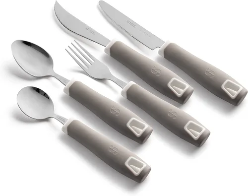 Special Supplies Adaptive Utensils - Juego de 5 piezas sin peso, asas antideslizantes para temblores de manos, artritis, Parkinson o uso anciano,