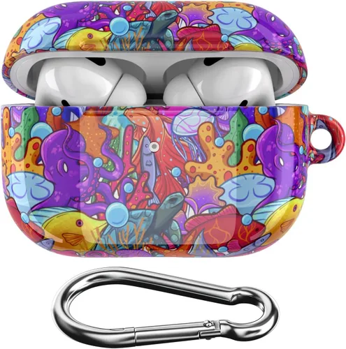 Vista 13 de Funda compatible con Airpods Pro y Pro 2 Airpods 3-2-1 Gen Trippy Cover con llavero Cool Crazy Design Adolescente Funda protectora de plástico