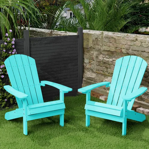 Vista 25 de YEFU Silla Adirondack de plástico resistente a la intemperie, sillas de patio con instalación fácil en 5 pasos, se ve exactamente como madera real