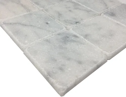 Vista 2 de Azulejo de mármol blanco de Carrara de 4 "x 4" (caja de 5 pies cuadrados)