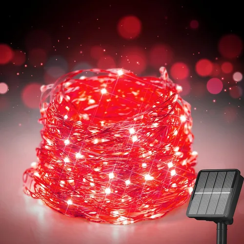 Vista 8 de Selarlyt - Cadena de luces solares para exteriores, 200 LED de 72 pies, 8 modos, luces de hadas con energía solar, impermeables para decoración