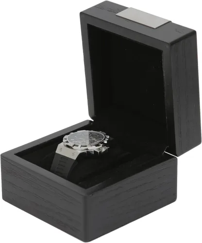 Vista 2 de Techswiss Caja de reloj individual 1 reloj extra grande con acabado de madera negra Cojín extraíble