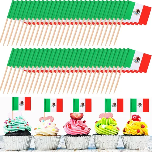 Vista 8 de Meanplan 1000 unidades de banderas francesas, palillos de dientes de Francia, palillos de cóctel, mini palo de Francia para cupcakes, decoración