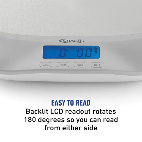 Vista 4 de Graco Báscula de peso multifunción LCD digital para bebés a niños grandes, 3 modos de pesaje, bandeja extraíble, tabla de crecimiento descargable