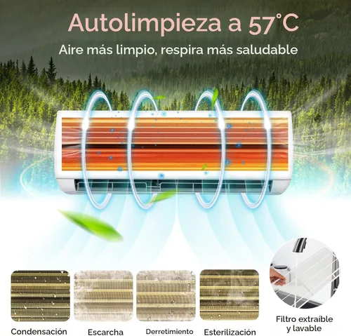 Vista 10 de COSTWAY Mini Split Air Conditioner & Heater, 17 SEER2 208-230V Energy Efficient Inverter Wall-Mounted AC Unit w/Heat Pump & Full Installation Kit