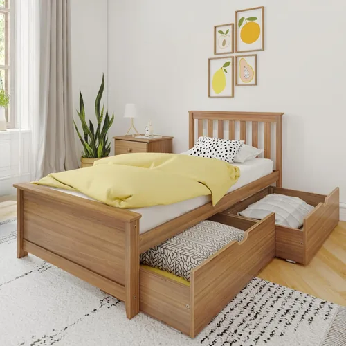 Vista 11 de Max & Lily Cama clásica individual de suelo, 79.75 pulgadas, marco de cama baja de madera maciza para niños, cama de piso moderna para dormitorio