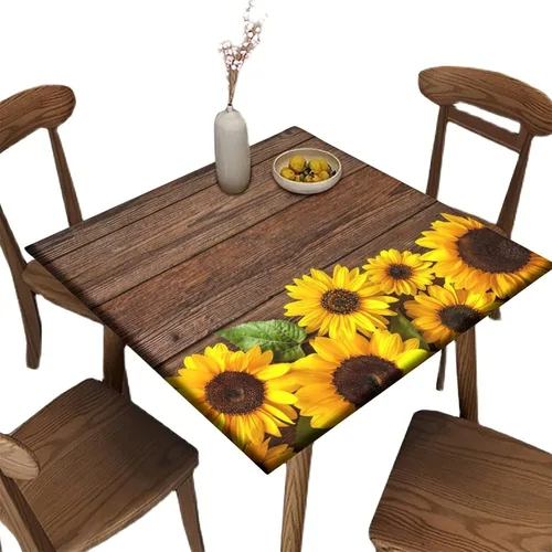 Vista 8 de Mantel elástico cuadrado para mesas de hasta 36 pulgadas, mantel ajustable impermeable con estampado bohemio, mantel de poliéster lavable