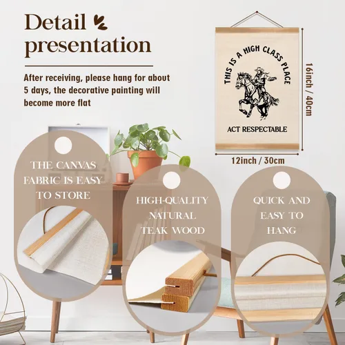 Vista 2 de ZTGDA Pósteres retro, arte de pared de vaquero occidental de Texas, This Is A High Class Place Posters Riding Cowboy Wild Western para el hogar