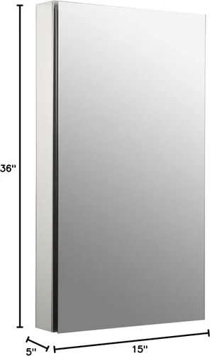 Vista 3 de Kohler K-2939-PG-SAA Botiquín catalán con puerta de espejo, estantes ajustables, bisagra de 170 grados, marco rectangular, 20" x 36