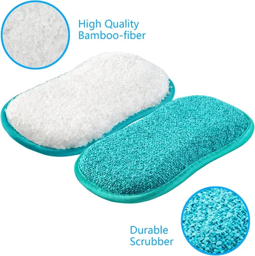 Vista 2 de 10 paquetes de esponjas de cocina para fregar sin rasguños, paños multiusos, esponja con un poder de estropajo resistente - Limpieza sin esfuerzo