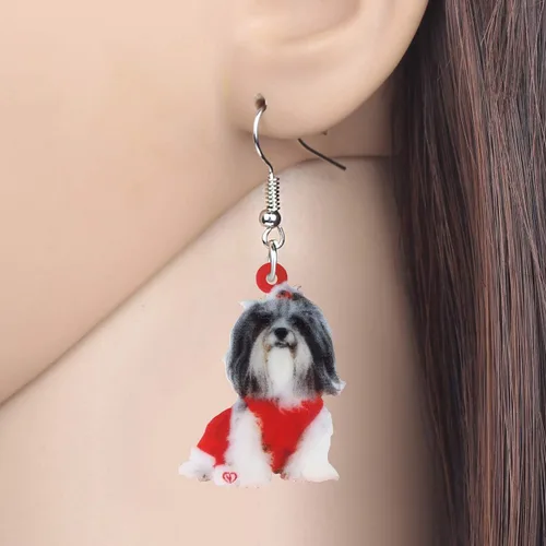 Vista 2 de NEWEI Lindos aretes de Navidad para perros, joyas colgantes para niñas y mujeres