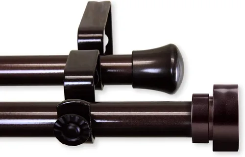 Vista 3 de Rod Desyne Topper 3/4 pulgadas de diámetro 28-48 "-Cocoa Juego de barra de cortina doble