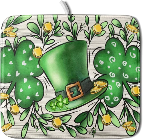 Vista 136 de Tapete de secado de platos con diseño de pájaro rojo de Feliz Navidad, absorbente y de secado rápido, protector para encimera de cocina, 18 x 24