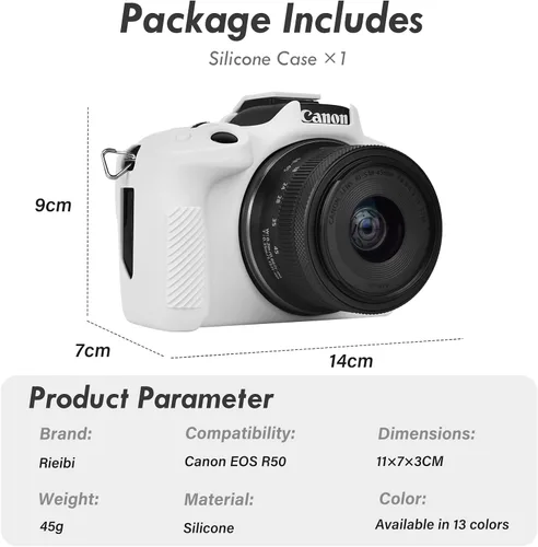 Vista 2 de Rieibi EOSR50 EOS R50 Estuche, Estuche Protector de Silicona Suave para Cámara Vlogging Canon EOS R50 EOSR50, Estuche de Cámara EOS R50 de Agarre