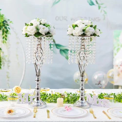 Vista 2 de Inweder Centros de mesa de flores para mesas de boda Decoraciones de mesa de boda Centros de mesa de bolas de flores blancas para compromiso