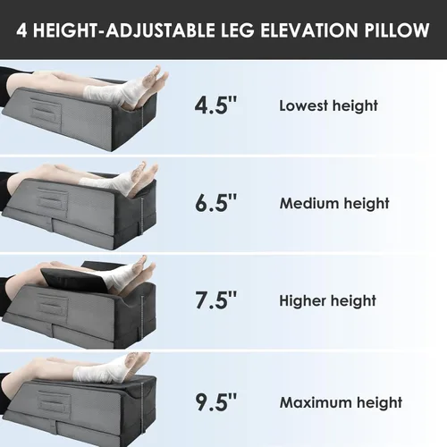 Vista 10 de Almohadas para elevar la pierna Kehangte después de la cirugía, almohada para elevar la pierna ajustable en 4 alturas, equipo de recuperación