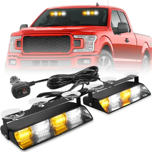 Vista 11 de HLauto 2002L Luces estroboscópicas de emergencia para salpicadero: luces de seguridad ámbar, luces de advertencia intermitentes para parabrisas