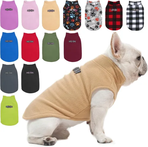 Vista 26 de BEAUTYZOO Chaleco de forro polar para perro, chaqueta de invierno para perros pequeños y medianos con correa de anillo en D, abrigo con capucha